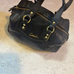 Coach Black Leather Satchel with Gold Accents